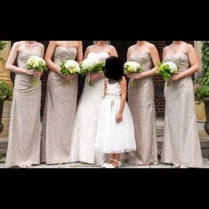 David’s Bridal Vera Wang Gold Lace Overlay Dress